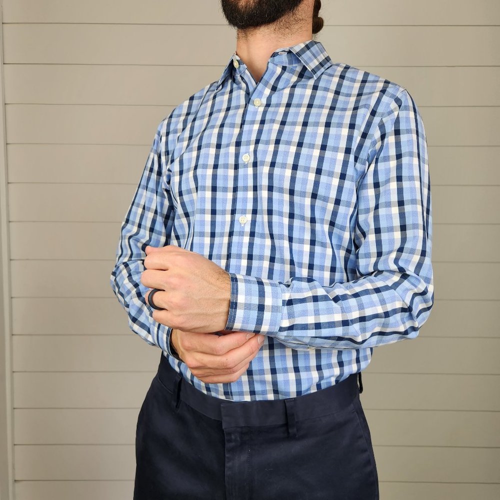 Banana Republic | Dress Shirt | Men's | Slim | Small | Blue Tattersall